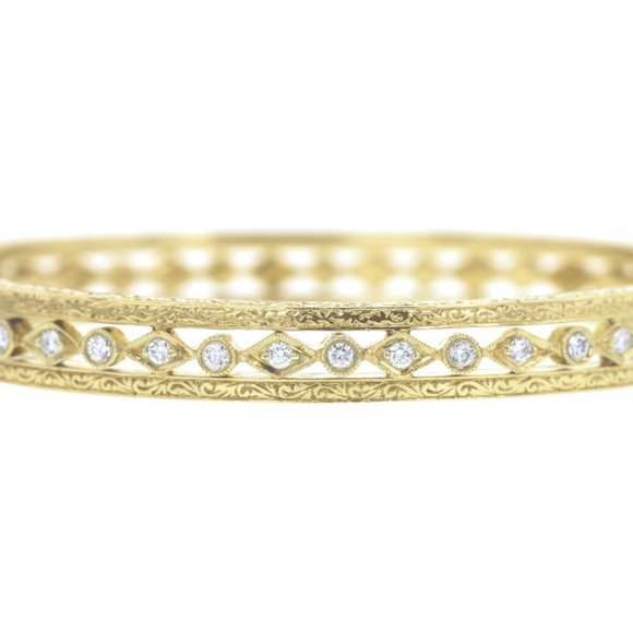 Penny Preville Jewelry - Penny Preville Engraved Pave Hinged Bangle